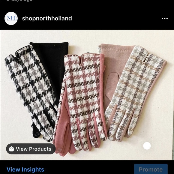 Houndstooth gloves with touchscreen finger - Picture 7 of 8